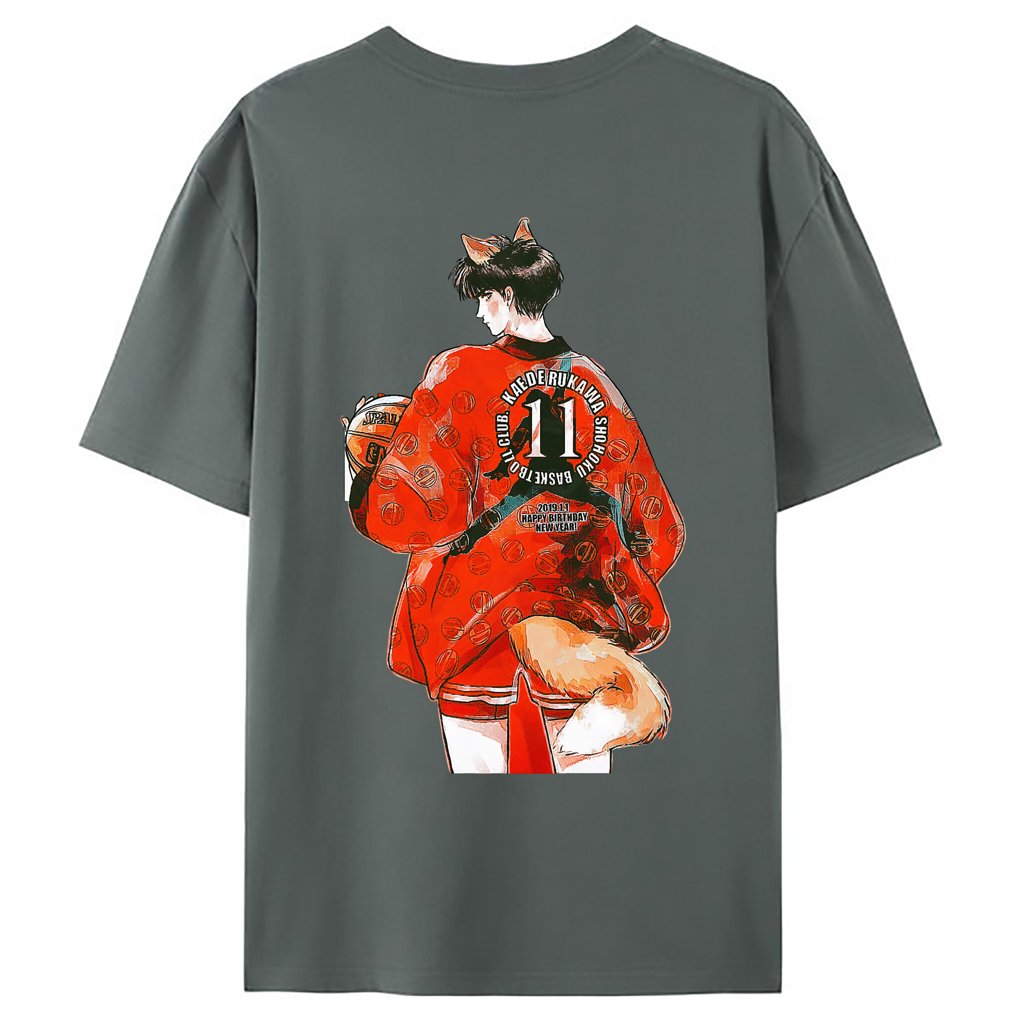 （画像用） SLAM DUNK／スラムダンク 綿100％ メンズ半袖Tシャツ（バックプリント） 通気性